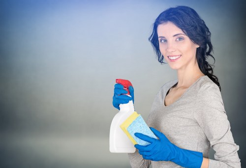 Carpet cleaning equipment handled with care in a safe workspace